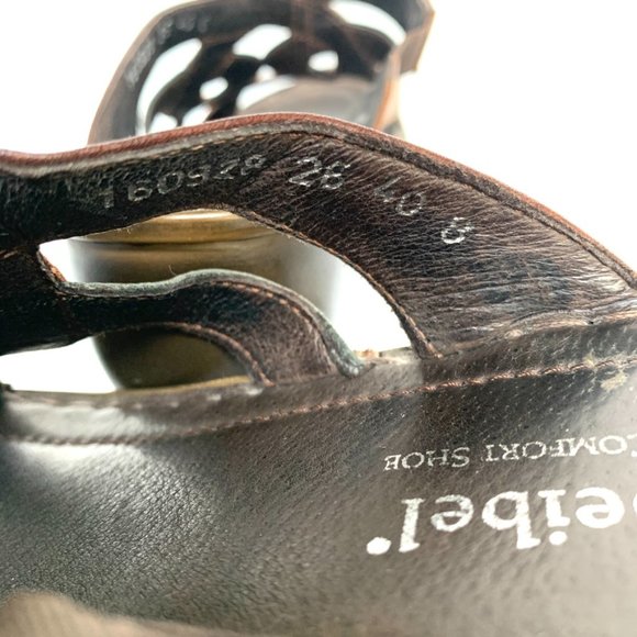 Josef Seibel European Comfort Shoe Gold/Brown Chunk Heel Slip On Size 40 - Picture 4 of 5